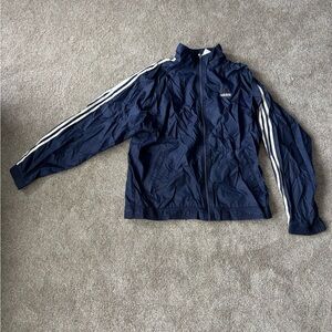 adidas Navy Windbreaker Jacket with White Stripes